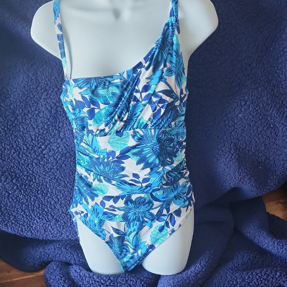 Bleu Rod Beattie Blue and White One Piece Swimwear Size 8